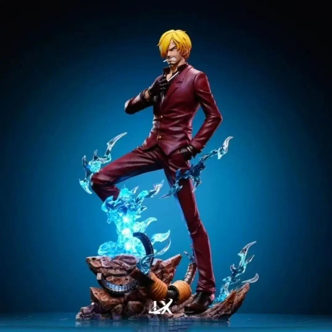 One Piece Sanji Dual Wings Anime Figure with 2 Heads GK Statue Model Toy 25cm