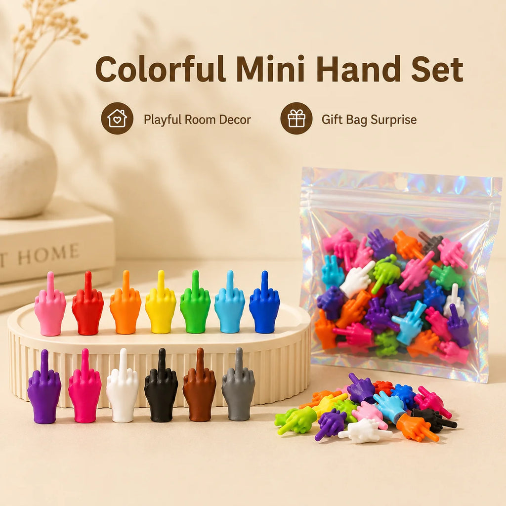 Colorful Spoof Hand Gesture Middle Finger Figurine 25/50/100Pcs Halloween Novelty Party Ornament Mini Desktop Display Accessory
