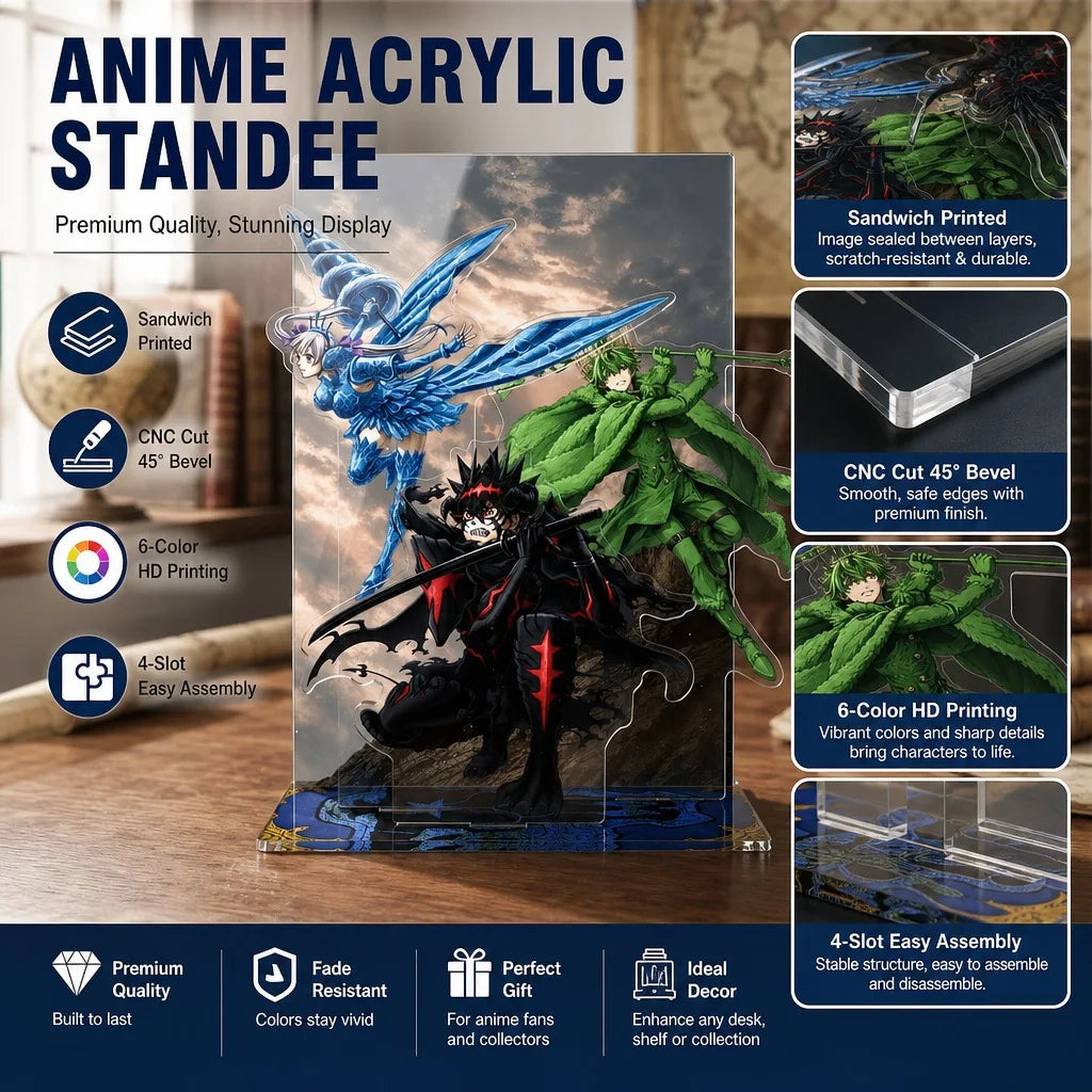 Black Four-leaf Clover 2 Anime Peripherals Re-ceration Asta / Yuno / Noelle / Yami Figure Insert Multiple Acrylic Stand Toys Boy