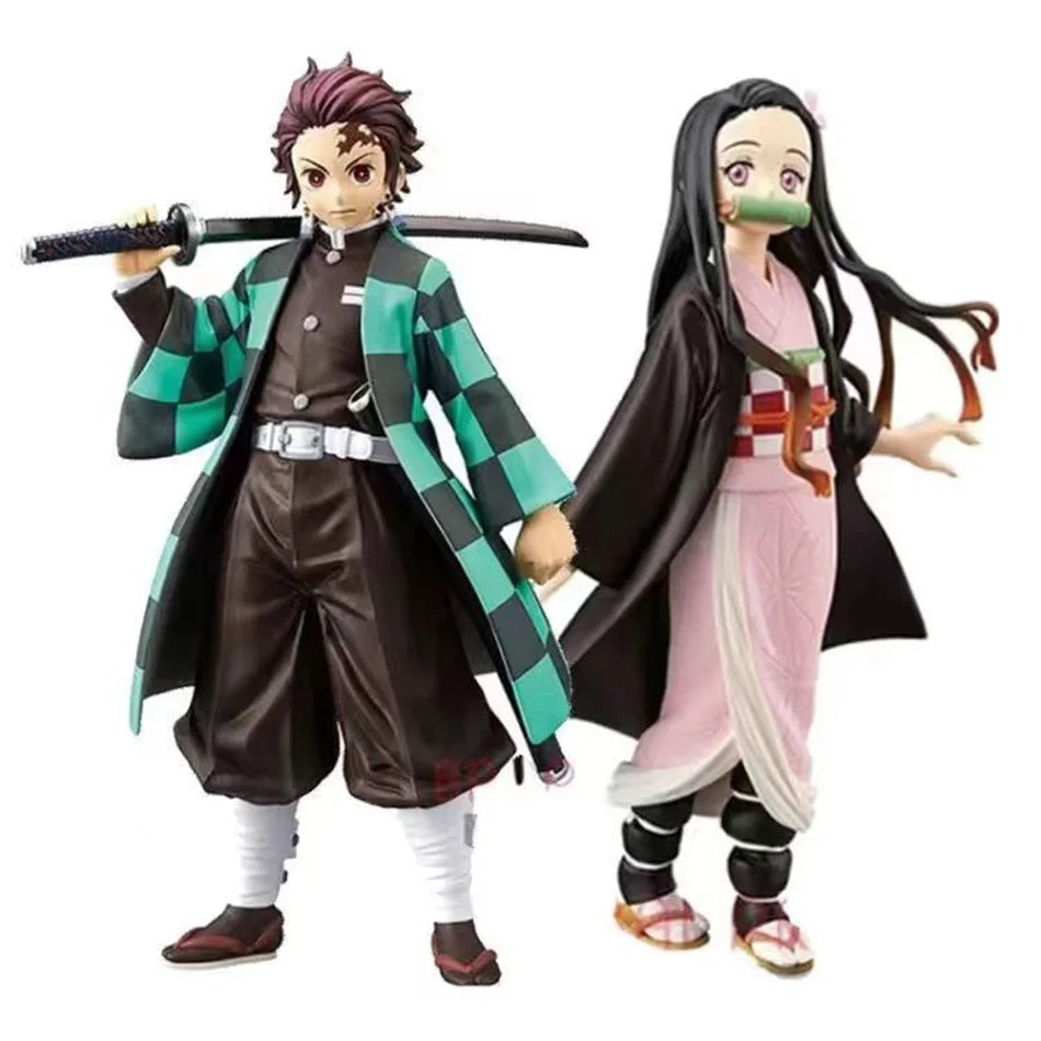 Demon Slayer Kimetsu no Yaiba Figure Kamado Tanjirou Agatsuma Zenitsu Nezuko PVC Model Toys Anime Character Warrior Figure