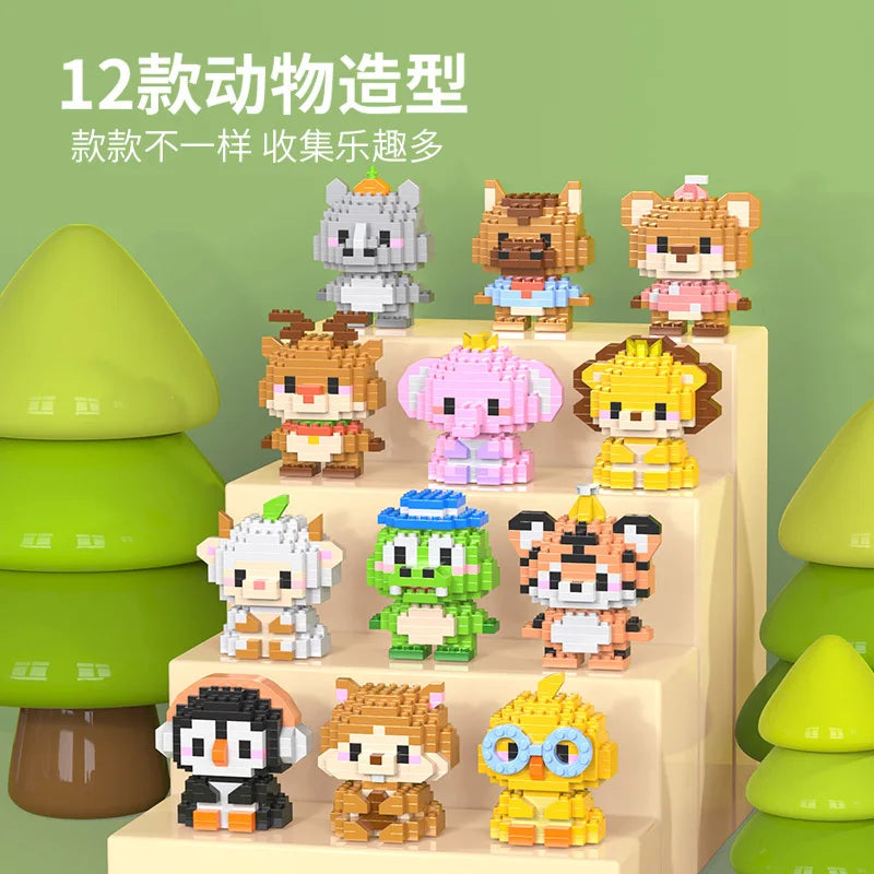 Micro Diamond Blocks Mini Animals Classic Pet tiger lion Model Building Creative Bricks Kids Toys Cartoon elephant bear horse