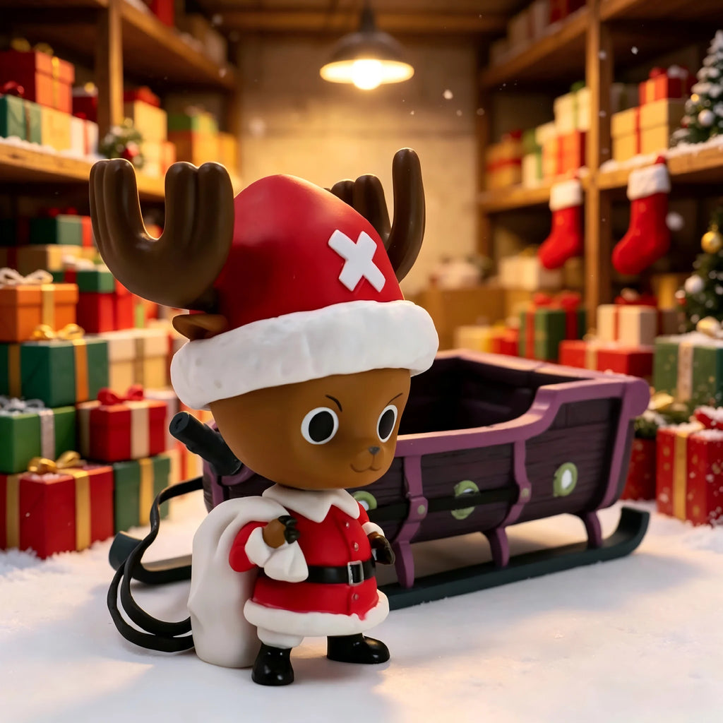 Christmas Anime Collectible Figure Set, Roshi & Chopper Santa Sled PVC Statue Model, Desktop Decor, X‑mas Anime Fan Gift