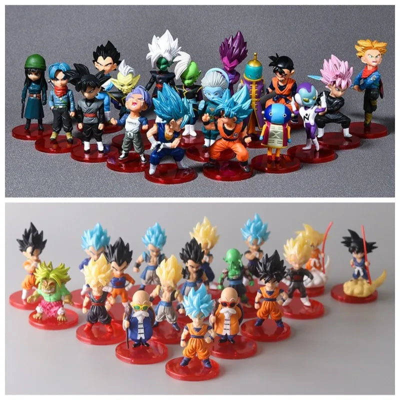 36 PCS  Dragon Ball hand-made full set of model anime Saiyan the Monkey King Vegeta Torankusu doll ornaments gifts.