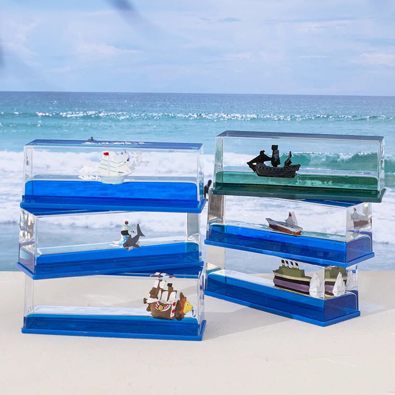 Thousand Sunny Floating Ship Fluid Liquid Drift Bottle Figure One Piece Barco Going Merry Ship Floating Boat Desk Decor Toy Gift