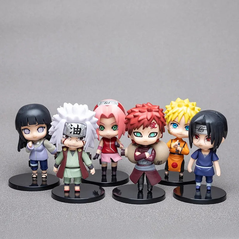 6 styles 9cm Anime Naruto Figures PVC Q Version Doll Gaara Kakashi  Figure Room Decoration Cartoon Kawaii Boy Toy Kid Gift