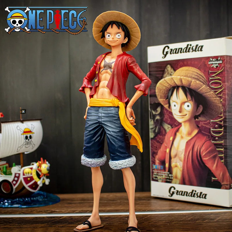 Hot 28cm  One Piece Anime Figure Confident Smiley Luffy Three Form Face Changing Doll Action Figurine Model Toys  Kits