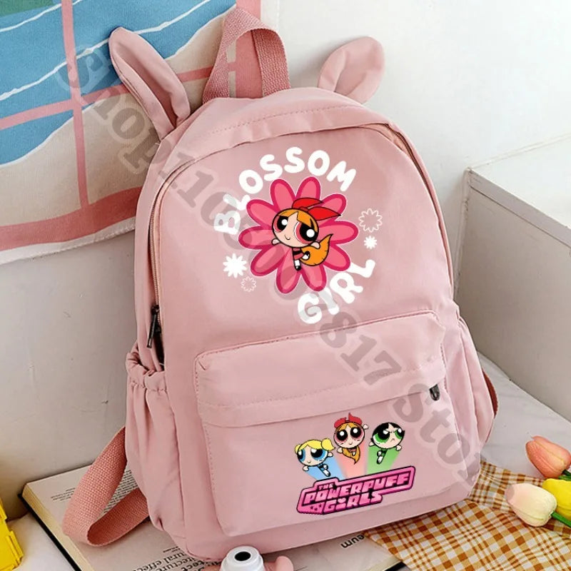Kawaii The Powerpuffs Girls Anime Cute Schoolbag Student Cartoon Casual Backpack Fashion Book Bag Stationery Storage Pouch Gifts