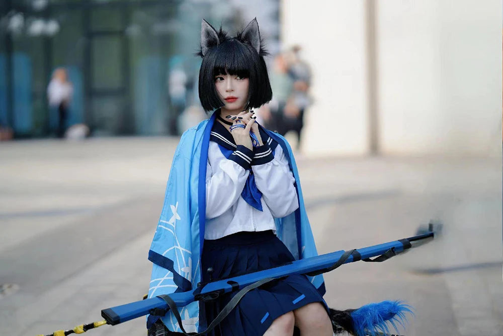 Game Blue Archive Cosplay Tongsheng Kikyou Costume Sailor Cape Cartoon Anime Dress Ear Headwear Wig JK Uniform Top Skirts Kimono