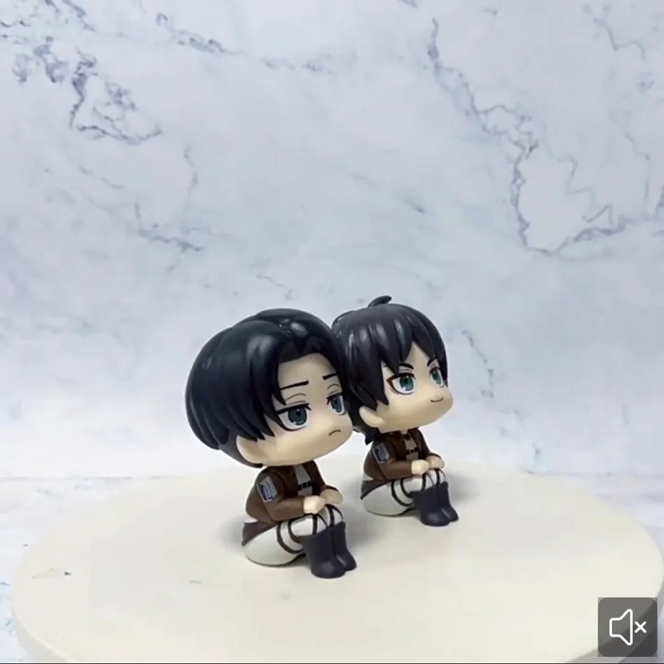10cm Anime Attack on Titan Figure Look Up Levi Ackerman Action Figures Q Version Eren Jaeger Figurine PVC Collection Model Toys