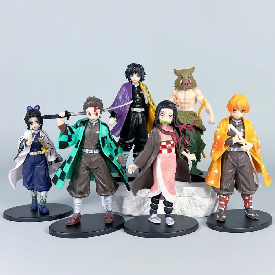 Demon Slayer Kimetsu no Yaiba Figure Kamado Tanjirou Agatsuma Zenitsu Nezuko PVC Model Toys Anime Character Warrior Figure