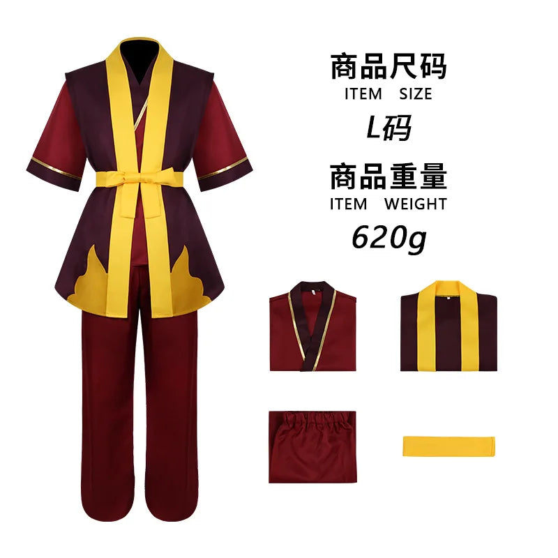 Avatar The Last Airbender Prince Zuko Cosplay Costume Anime Red Costume Black Wig Man Women Adult Clothes for Halloween Parties