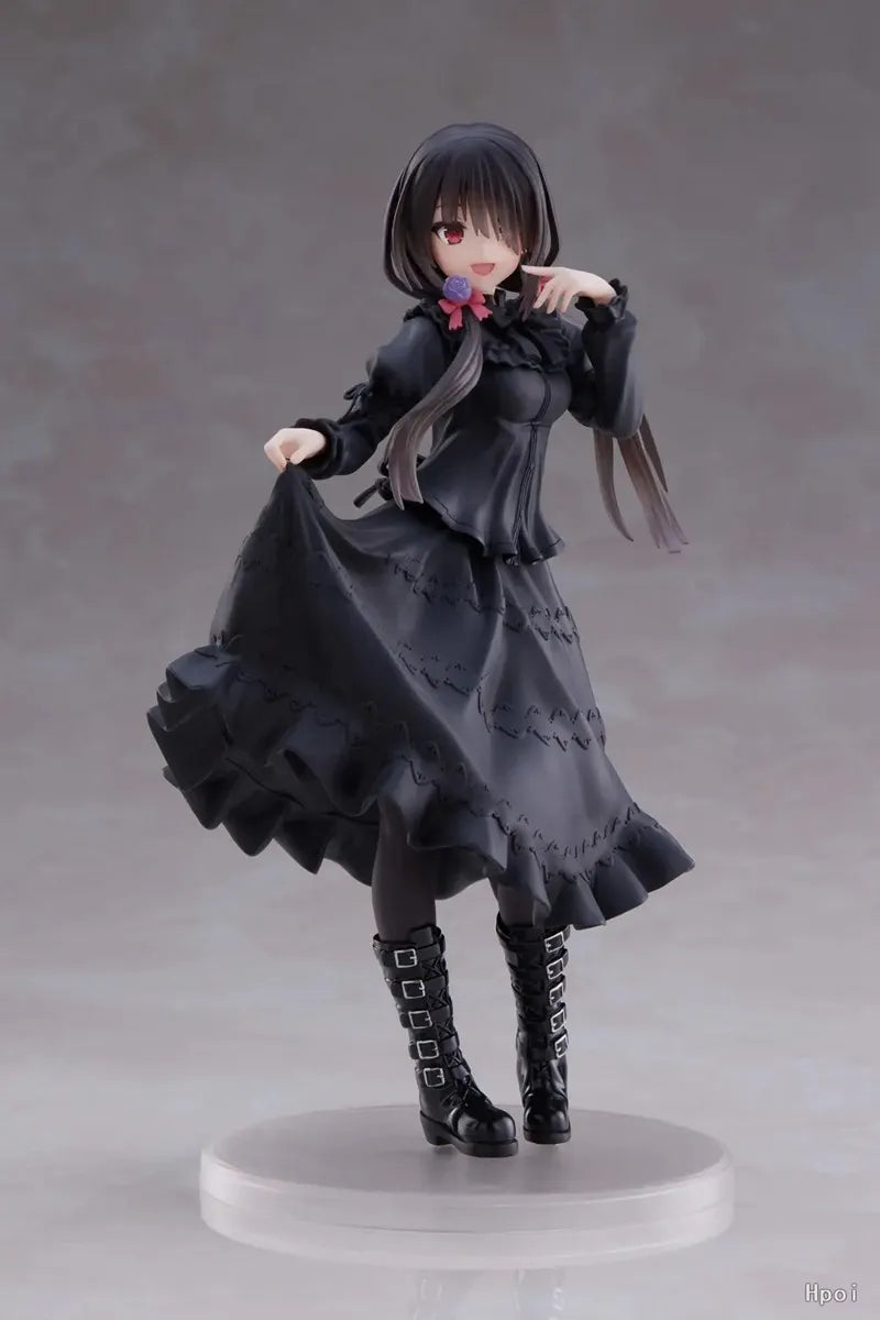 18CM DATE A LIVE Tokisaki Kurumi Anime Figure Cute Girl Model Toy PVC Black Dress Dress-Up Standing Model Car Interior Ornament