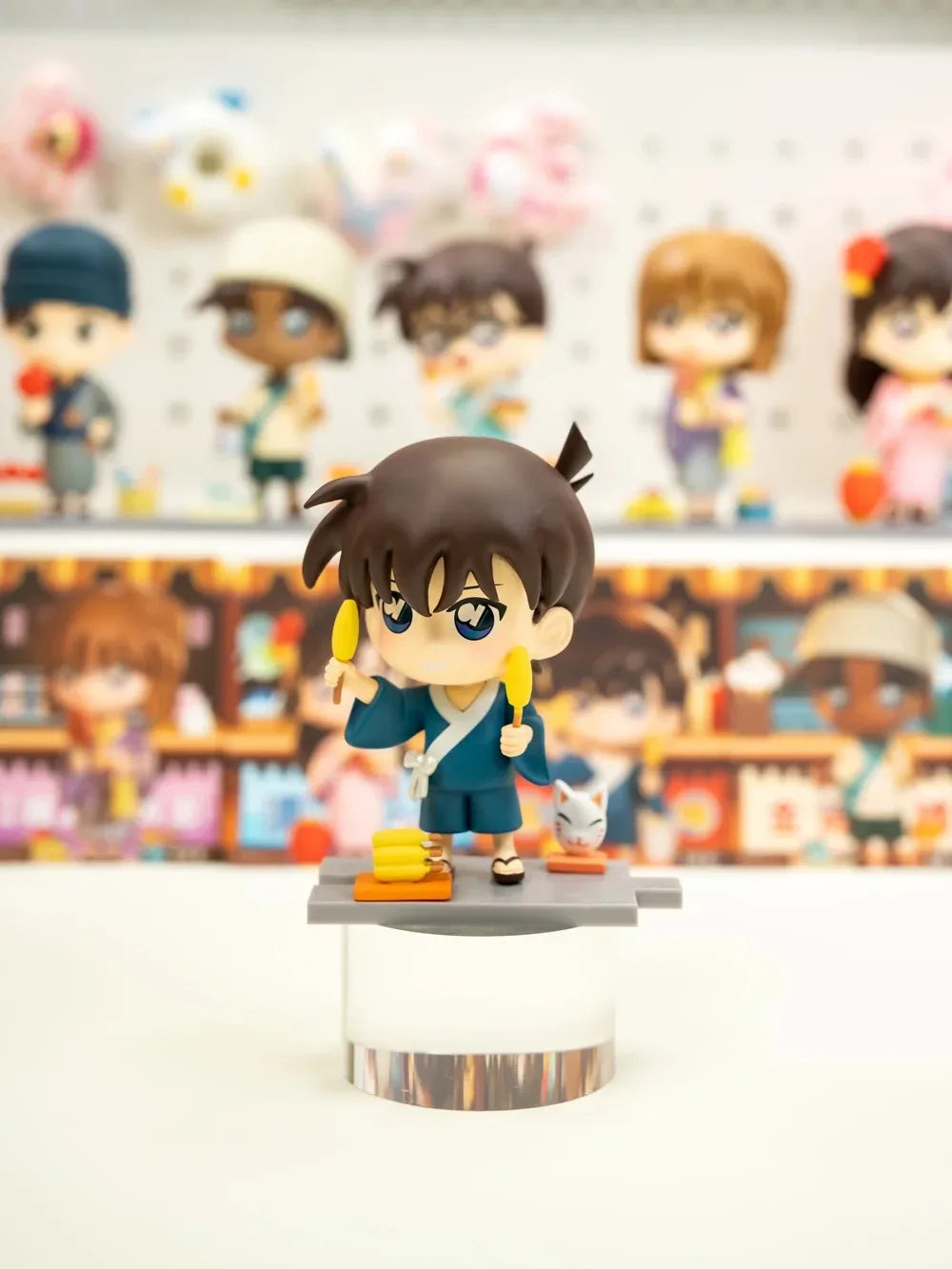 Original Detective Conan Anime Figure Conan Edogawa Action Figure Q Version Collectible Model Doll Toys Desktop Decoration Gifts