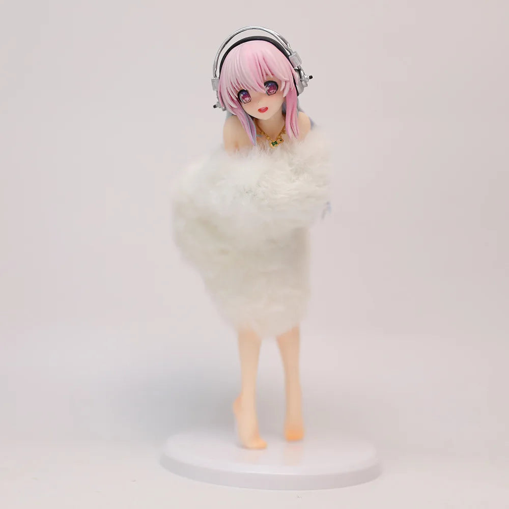 Super Sonico Anime Figure Pvc Collectible Model Fluffy Fur Bikini Style Desktop Decoration Ornament For Anime Collectors