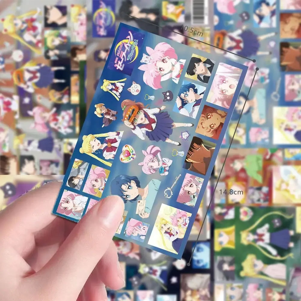 8 pcs Sailor Moon anime cut film cute girl heart water ice moon sticker kawaii cartoon animation collage waterproof sticker gift