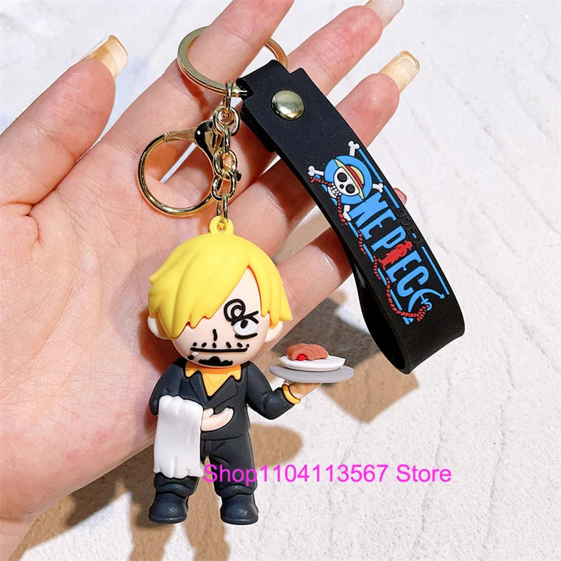 One Piece Luffy Keychain Monkey D. Luffy Roronoa Zoro Cartoon Character Ornament Key Bag Pendant Clothing Accessories