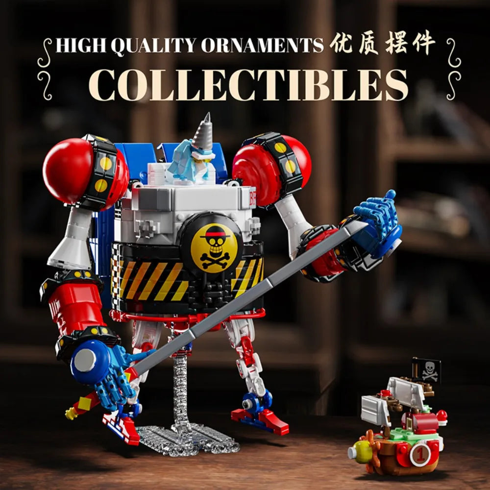 1156PCS Animation One Piece Francci Mecha Building Block JQ1105 MOC Tyrant Bear Robot Model Building Block Set Toy Gift