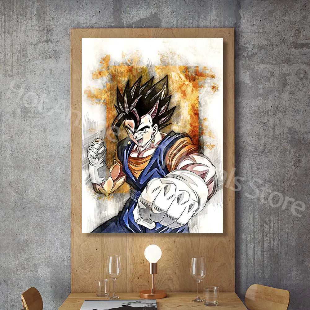 Dragon Ball Posters Anime Peripherals Figures Goku Vegeta Canvas Painting Art Watercolour Picture Modern Home Wall Decoration