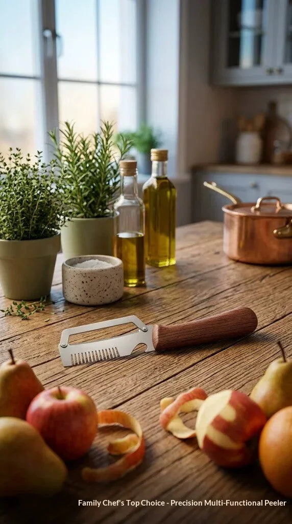3‑in‑1 Multifunctional Vegetable Peeler Stainless Steel Fruit Slicer Wooden Handle Kitchen Gadget For Potato Onion
