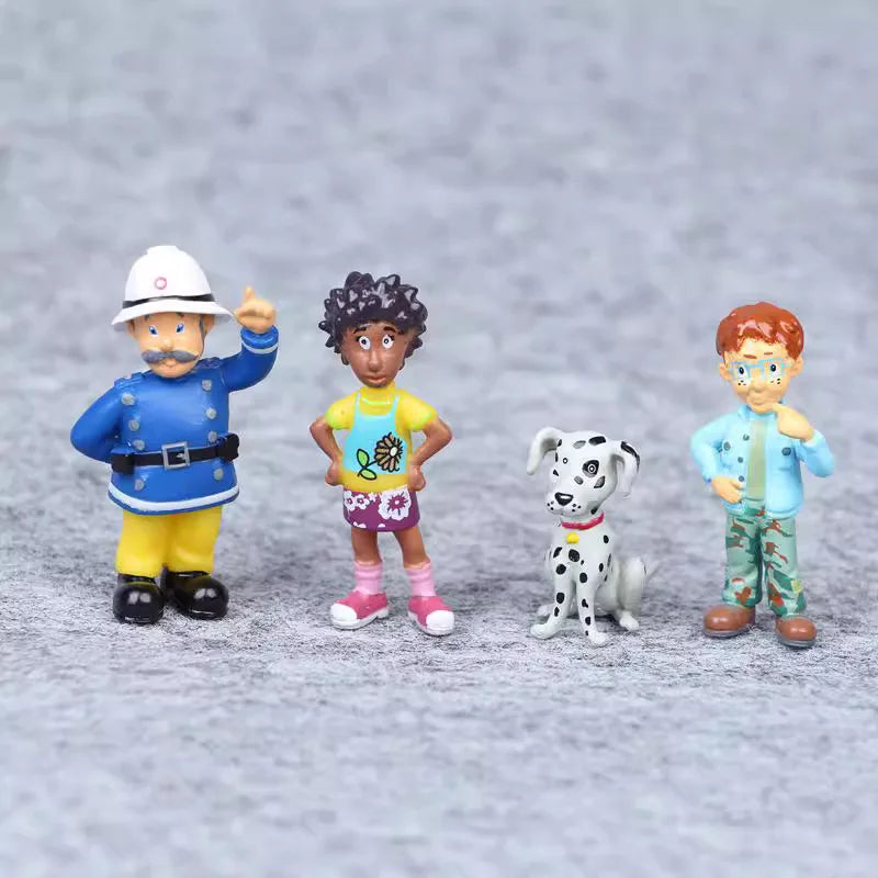 12Pcs/set Fireman Sam Cartoon Anime Fire Fighting Figure Cosplay PVC Model Doll Toys Boy Girl Toy for Kids Birthday Xmas Gift