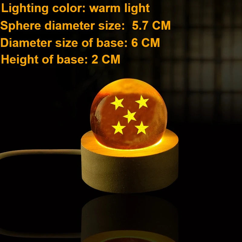 Dragon Ball crystal ball lamp Dragon wishing ball Led nightlight mini anime character crystal ball desktop ornaments gift toys