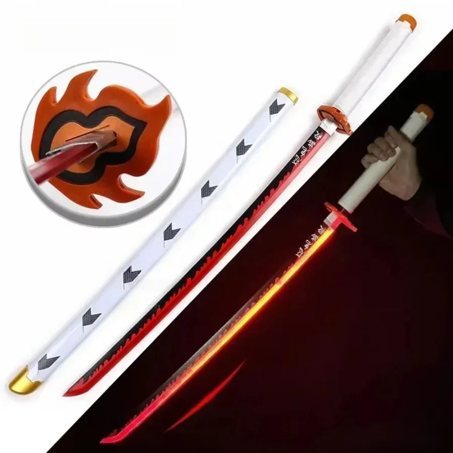 LED Light Demon Slayer Katana Luminous Sword Tomioka Giyuu Anime Cosplay Prop Knife Real Japanese Katana Samurai Lightsabre Toy