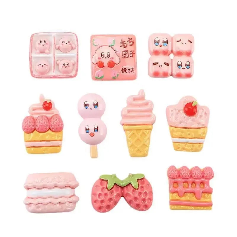 6Pcs/Set Cartoon Cute Anime Figure Mini Kawaii Star Kirby Ear Studs Hairpin Nail Decoration Water Cup Case Resin DIY Accessories