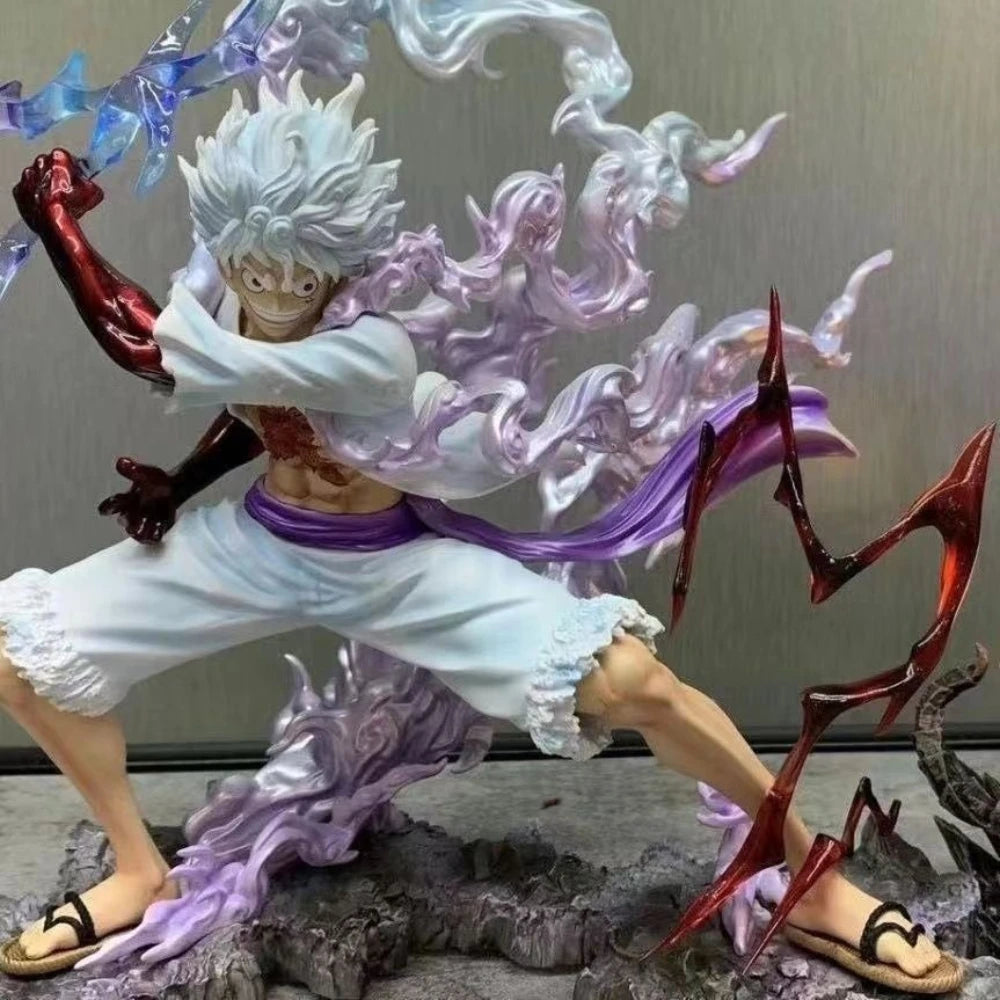 28cm/11.02in One Piece Anime Wink Studio Small Thunderbolt Nika Luffy Figures Pvc Statue Desktop Ornamen Collection Statue Model