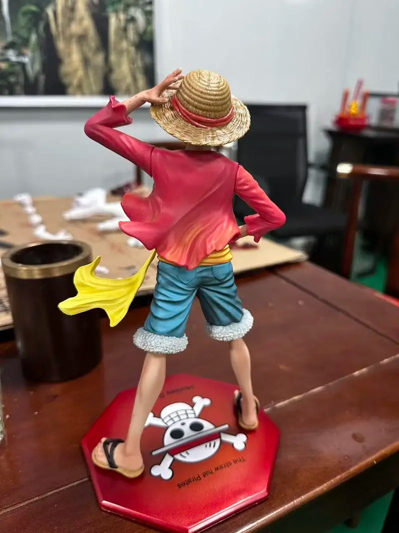 In-Stock 24vm Cap-Pressing Luffy One Piece Hand-Made Cartoon Desktop Decorative Ornaments Statue For Boy Holiday Gift