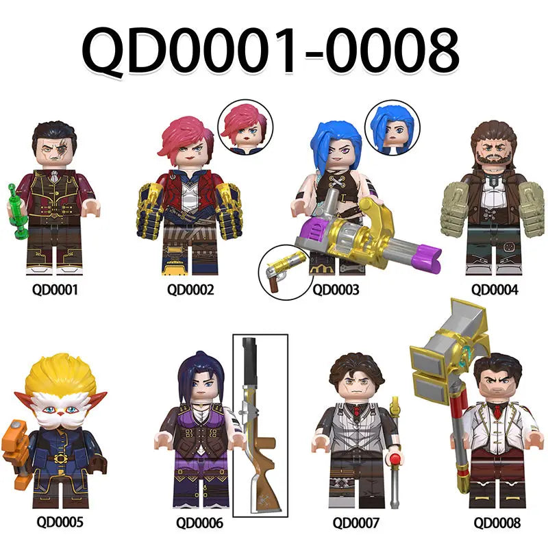 【In Stock】QD001-QD008 Arcane Figure Jinx Vi Anime Figure Jayce Viktor Figurine Statue Model Collection Q Version Decoration Toys