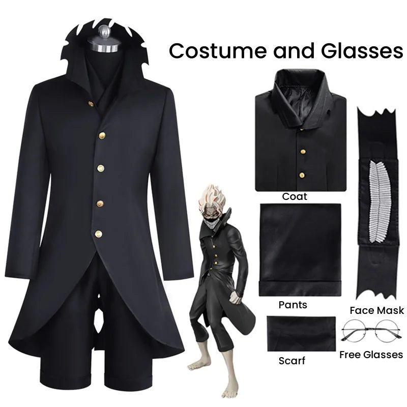 Ken Takakura Okarun Cosplay Costume Anime Dandadan Okarun Granny's Powers Black Uniform Face Cover Glasses for Women Men