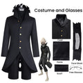 Ken Takakura Okarun Cosplay Costume Anime Dandadan Okarun Granny's Powers Black Uniform Face Cover Glasses for Women Men