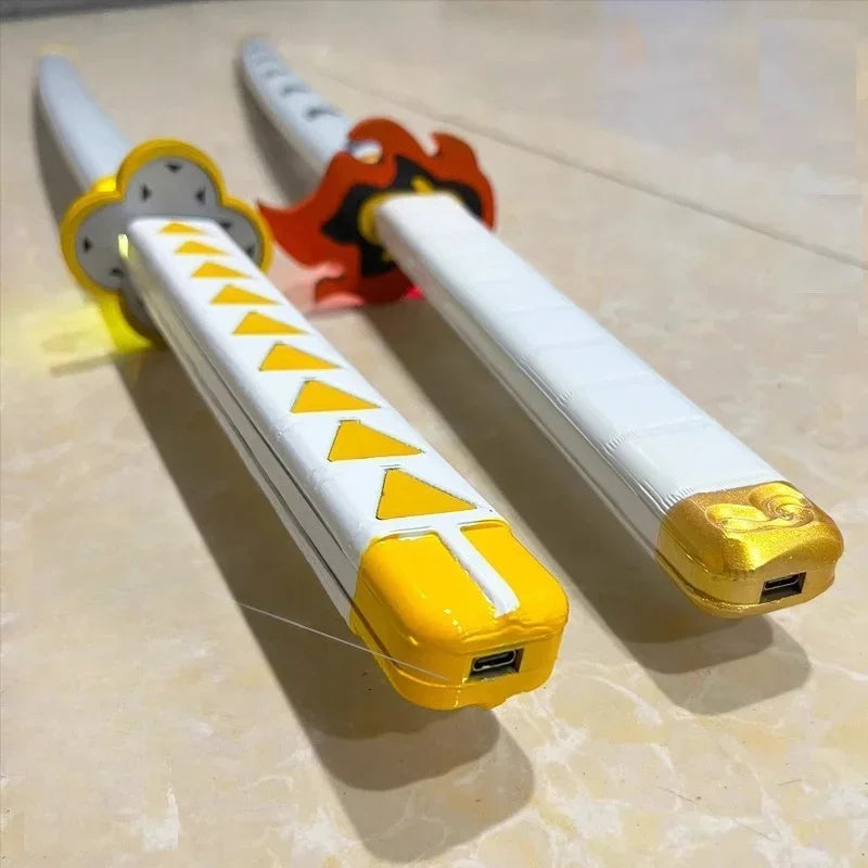 LED Light Demon Slayer Katana Luminous Sword Tomioka Giyuu Anime Cosplay Prop Knife Real Japanese Katana Samurai Lightsabre Toy