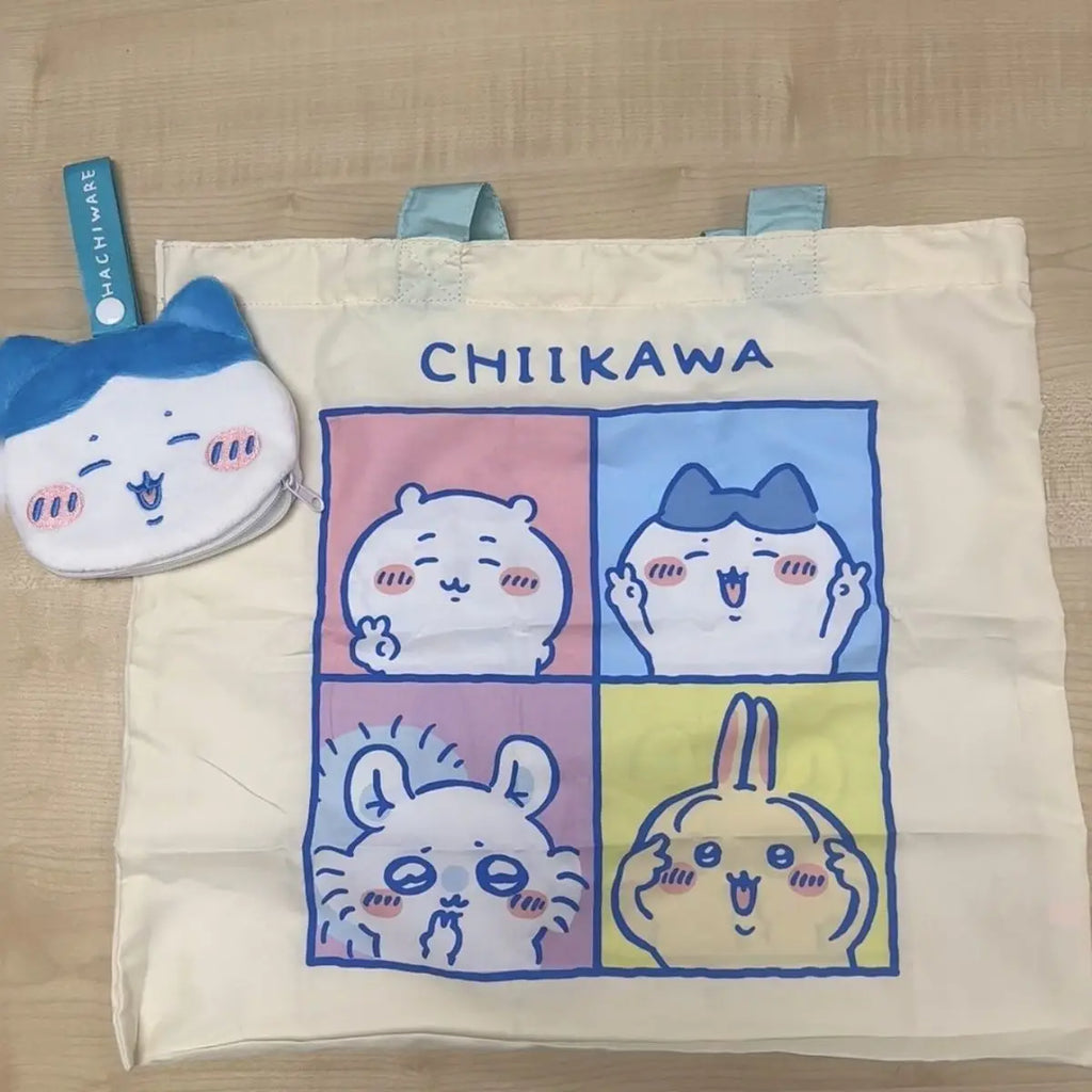 Chiikawa Usagi Ultra Light Foldable Shopping Bag Set Eco Friendly Tote Storage Pouch Kawaii Anime Collaboration Merchandise