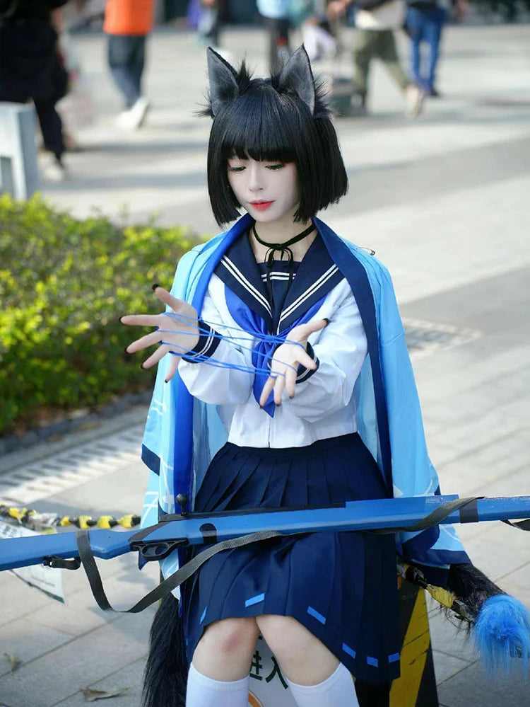 Game Blue Archive Cosplay Tongsheng Kikyou Costume Sailor Cape Cartoon Anime Dress Ear Headwear Wig JK Uniform Top Skirts Kimono
