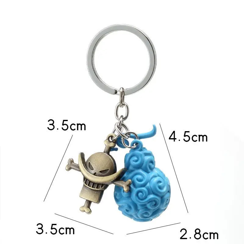 One Piece cartoon anime Devil Fruit keychain, Ace's Flame-Flame Fruit and Luffy's Gum-Gum Fruit two-piece pendant accessories