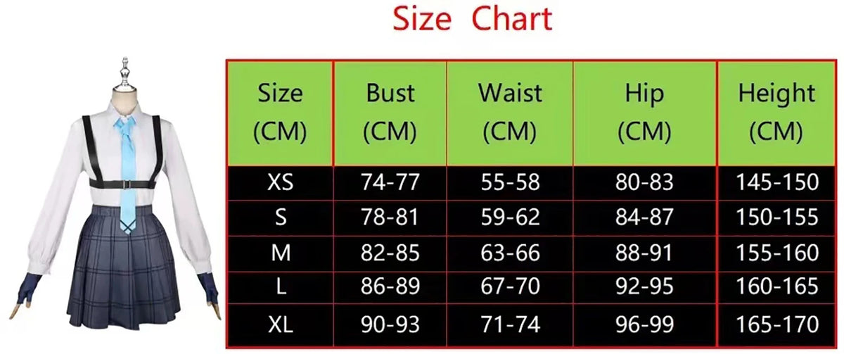 Takanashi Hoshino Costume Game Blue Archive Cosplay School JK Uniforms Top Skirts Wig Outfit Carnival Party Women Man Anime Suit