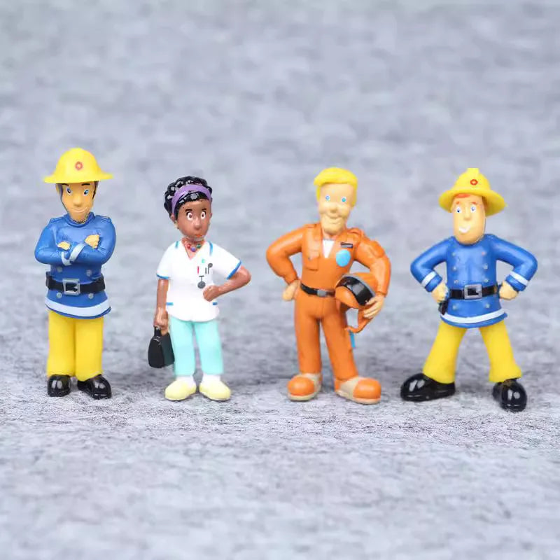 12Pcs/set Fireman Sam Cartoon Anime Fire Fighting Figure Cosplay PVC Model Doll Toys Boy Girl Toy for Kids Birthday Xmas Gift