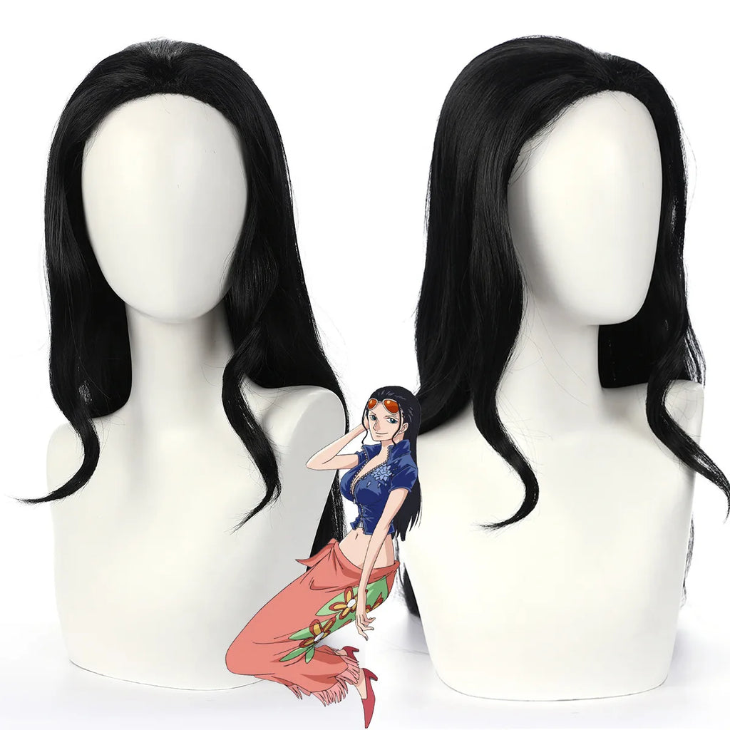 Nico Robin Cosplay Suit - 1st Gen Black Dress + Wig Set, Versatile Anime Character Costume for Party & Carnival