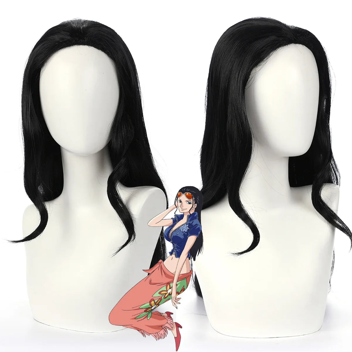 Nico Robin Cosplay Suit - 1st Gen Black Dress + Wig Set, Versatile Anime Character Costume for Party & Carnival