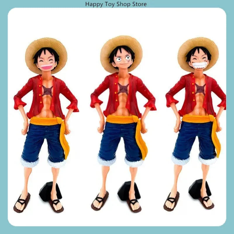 One Piece Luffy Smiling Face Standing Pose Large & Small Size Anime Figure Statue Desktop Decoration Gift Set